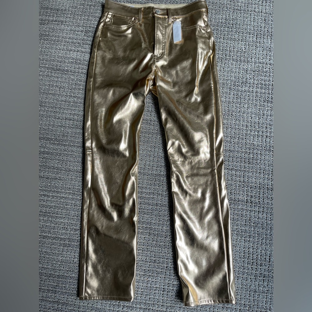 NWT Gap Faux Gold Leather High Waisted pants Size 28 6